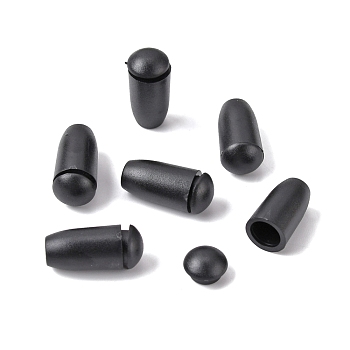 Plastic Cord End, End Cap with Flat Round Plug, Cone, Black, 18x8.5mm, Hole: 4.4mm