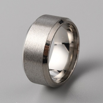 201 Stainless Steel Plain Band Ring for Women, Matte Stainless Steel Color, Inner Diameter: 15.25mm