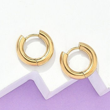 Ion Plating(IP) 304 Stainless Steel Hoop Earrings, Golden, 13x14mm, Pin: 1mm