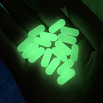 Synthetic Luminous Stone Beads, Glow in the Dark, Capsule Shape, No Hole, Green Yellow, 15x6mm