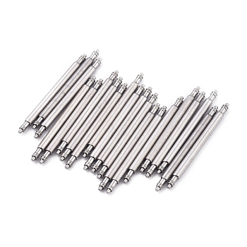 Stainless Steel Double Flanged Spring Bar Watch Strap Pins, Stainless Steel Color, 25.5x1.8mm, 20pcs/bag