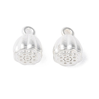 Alloy Charms, Lotus Seedpod, Silver, 9x7mm, Hole: 1.2mm