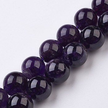 Natural Amethyst Bead Strands, Round, 14mm, Hole: 1mm, about 28pcs/strand, 15.3 inch(39cm)