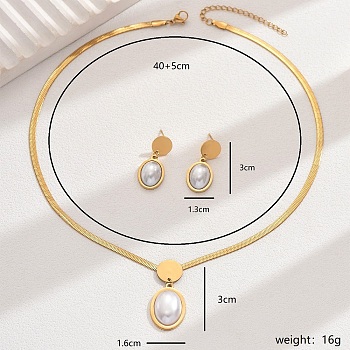 Stylish Stainless Steel Snake Chain Necklace & Stud Earrings for Women, Party Jewelry, Golden