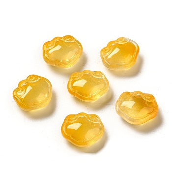 Transparent Glass Beads, Lock, Gold, 14x16x7mm, Hole: 1.2mm