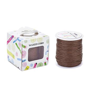 Waxed Cotton Cords, Saddle Brown, 1mm, about 100yards/roll(91.44m/roll), 300 feet/roll