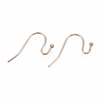 304 Stainless Steel Earring Hooks, Ear Wire, Cadmium Free & Nickel Free & Lead Free, Rose Gold, 11x21mm, 21 Gauge, Pin: 0.7mm