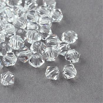 Imitation Crystallized Glass Beads, Transparent, Faceted, Bicone, Clear, 3.5x3mm, Hole: 1mm, about 720pcs/bag