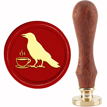Brass Wax Seal Stamp with Handle, for DIY Scrapbooking, Bird Pattern, 89x30mm