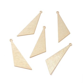 Brass Charms, Triangle, Real 24K Gold Plated, 40x11.5x0.5mm, Hole: 1.4mm