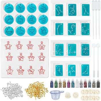 Olycraft DIY Kit, with Silicone Molds, Plastic Stirring Rod, Transfer Pipettes, Laser Shining Nail Art Glitter and Latex Finger Cots