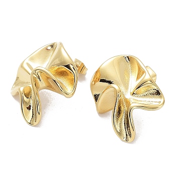 Ion Plating(IP)  304 Stainless Steel Stud Earrings, Manual Polished, Flower Ear Studs for Women, Golden, 23.5~24x22mm