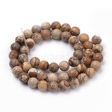Chapelets de perles en jaspe avec images naturelles(X-G-S259-27-6mm)-2