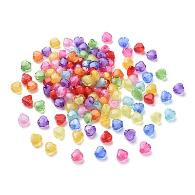 10mm Mixed Color Heart Acrylic Beads
