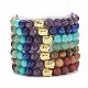 7Pcs 7 Style Natural & Synthetic Mixed Gemstone Stretch Bracelets Set with Alloy Buddha Head Beaded(BJEW-JB08783)-1