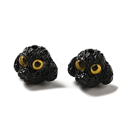 Opaque Acrylic Beads, Dog, Black, 15x19x15.5mm, Hole: 2mm(OACR-H042-09)