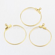 Brass Pendants, Hoop Earring Findings, Golden, 21 Gauge, 28x0.7mm, Hole: 1mm(X-KK-F0321-01G)
