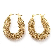 304 Stainless Steel Teardrop Hoop Earrings, Wire Wrap Jewelry, Real 14K Gold Plated, 33.5x27.5mm(EJEW-B023-01G)