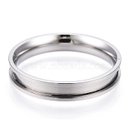 201 Stainless Steel Grooved Finger Ring Settings, Ring Core Blank, for Inlay Ring Jewelry Making, Stainless Steel Color, Inner Diameter: 18mm(RJEW-TAC0017-4mm-02A)