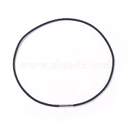 Polyester Cords Necklace Making, with 304 Stainless Steel Clasps, Black, 18.89 inch(48cm), 3mm(MAK-I011-01)