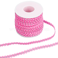 25M Metallic Yarn Lace Ribbons, Jacquard Ribbon, Garment Accessories, Pearl Pink, 1/4 inch(8mm)(OCOR-GF0003-09B)