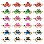 24Pcs 6 Colors Alloy Enamel Connector Charms, Tortoise Links with Crystal Rhinestone, Light Gold, Cadmium Free & Nickel Free & Lead Free, Mixed Color, 23x12x3mm, Hole: 1.5mm, 4pcs/color(ENAM-TA0001-58)