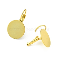 Brass Leverback Earring Findings, Long-Lasting Plated, Flat Round, Real 18K Gold Plated, Tray: 15mm, 23x15x11mm, Pin: 0.8mm(KK-F718-05G)