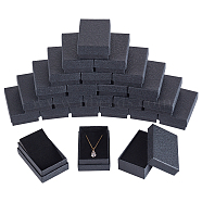 Nbeads Texture Paper Necklace Gift Boxes, with Sponge Mat Inside, Rectangle, Black, 8.1x5.1x2.7cm, Inner Diameter:4.6x7.3cm, Deep: 2.5cm(OBOX-NB0001-08B)