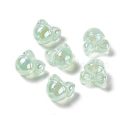 UV Plating Rainbow Iridescent Acrylic Beads, Bell Shape with Bowknot, Light Green, 17x17.5x14mm, Hole: 3.5mm(PACR-M003-07F)