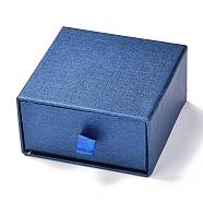 Square Paper Drawer Box, with Black Sponge & Polyester Rope, for Bracelet and Rings, Dark Blue, 7.5x7.7x4cm(CON-J004-01B-02)