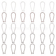 Brass Hoop Earrings Findings Kidney Ear Wires, Mixed Color, 20~21 Gauge, 33x14x0.7~0.8mm(EC221-M)