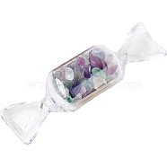 Raw Natural Fluorite Chip in Plastic Candy Box Display Decorations, Reiki Energy Stone Ornament, 80mm(PW-WG95386-03)