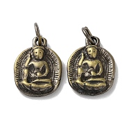 Tibetan Style Brass Pendants, Cadmium Free & Lead Free, Buddha, Antique Bronze, 18x13.5x4.5mm, Hole: 4mm(KK-M284-17AB)