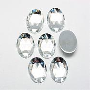 Acrylic Rhinestone Flat Back Cabochons, Faceted, Bottom Silver Plated, Oval, Clear, 18x13x4.5mm(GACR-Q011-13x18-02)