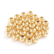 304 Stainless Steel Beads, Hollow Round, Golden, 5x4.5mm, Hole: 1.8mm,  200pcs/bag(STAS-G230-G05)