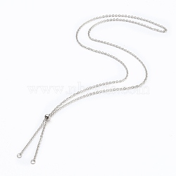 304 Stainless Steel Slider Necklace Making, Cable Chains Bolo Necklace Making, Stainless Steel Color, 23-5/8 inch(60cm)(AJEW-JB00776-01)