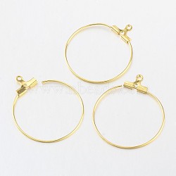 Brass Pendants, Hoop Earring Findings, Golden, 21 Gauge, 28x0.7mm, Hole: 1mm(X-KK-F0321-01G)