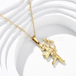 Cupid 304 Stainless Steel Pendant Necklaces, Ion Plating(IP), Real 18K Gold Plated, 18.03 inch(45.8cm)(NJEW-H059-26G)