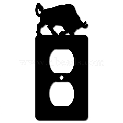 Iron Light Switch Decorations, with Screws, Rectangle with Ox, Black, 158x70x1.5mm(AJEW-WH0238-016)