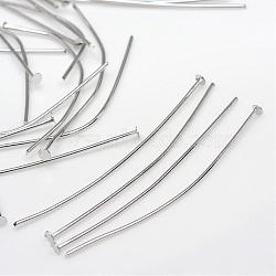 Iron Flat Head Pins, Cadmium Free & Nickel Free & Lead Free, Platinum, 42x0.7mm, 21 Gauge, about 2800pcs/500g, Head: 2mm(IFIN-R217-0.7x42-P-NF)