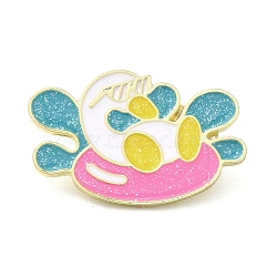 Alloy Brooches, Summer Swimming Duck Enamel Pins for Clothes Backpack, Colorful, 20x31mm(JEWB-I032-22G)