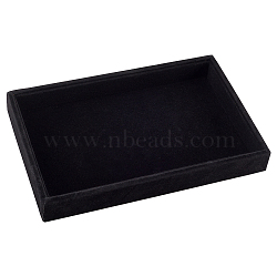 Rectangle Velvet Jewelry Trays for Earring, Ring, Bracelet, Necklace Display, Drawer Sorting Supplies, Black, 21.1x12.3x2.4cm, Inner Diameter: 20.3x11.7cm(ODIS-WH0017-063)