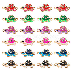 24Pcs 6 Colors Alloy Enamel Connector Charms, Tortoise Links with Crystal Rhinestone, Light Gold, Cadmium Free & Nickel Free & Lead Free, Mixed Color, 23x12x3mm, Hole: 1.5mm, 4pcs/color(ENAM-TA0001-58)