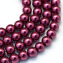 Baking Painted Pearlized Glass Pearl Round Bead Strands, Medium Violet Red, 10~11mm, Hole: 1.5mm, about 80~85pcs/strand, 31.4 inch1.5mm(HY-Q003-10mm-72)