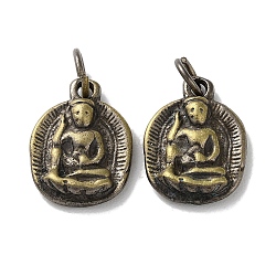 Tibetan Style Brass Pendants, Cadmium Free & Lead Free, Buddha, Antique Bronze, 18x13.5x4.5mm, Hole: 4mm(KK-M284-17AB)