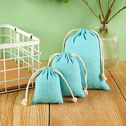 Cloth Packing Pouches, Drawstring Bags, Cyan, 9x7cm(PW-WG8CAC7-04)