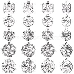 DICOSMETIC 20Pcs 5 Style 304 Stainless Steel Pendants, Mixed Shape, Stainless Steel Color, 21.5~28.5x18.5~25x2.5~3.5mm, Hole: 1.4~1.6mm, 4pcs/style(STAS-DC0004-16)