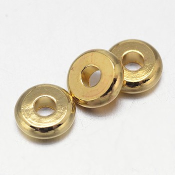Flat Round Brass Spacer Beads, Golden, 7x2mm, Hole: 2mm