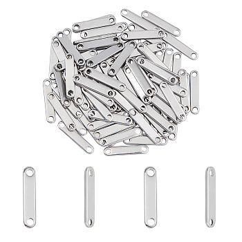 304 Stainless Steel Links Connectors, Rectangle, Stainless Steel Color, 26x6x1mm, Hole: 3x3mm, 100pcs/box