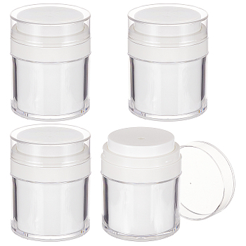 Acrylic Airless Pump Jars, Empty Makeup Cosmetic Jar Containers, Refillable Travel Lotion Jar, for Thick Moisturizer, Skincare Cream, White, 6.3x7.7cm, Capacity: 50ml(1.69 fl. oz)